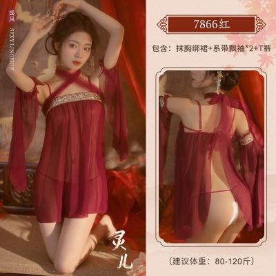 珠片织带开衩露臀红娘装 古风汉服 纯欲肚兜