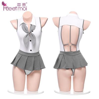 学院风露背连体衣JK制服 清纯领结 百褶短裙