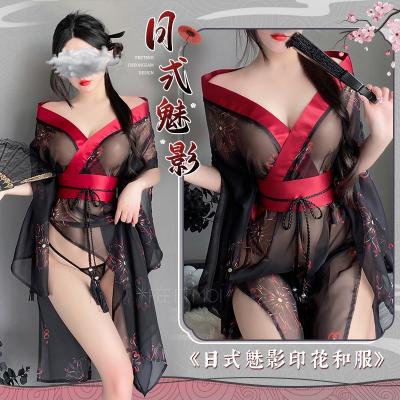 日式魅影印花和服套装 透视雪纺 飘逸裙摆