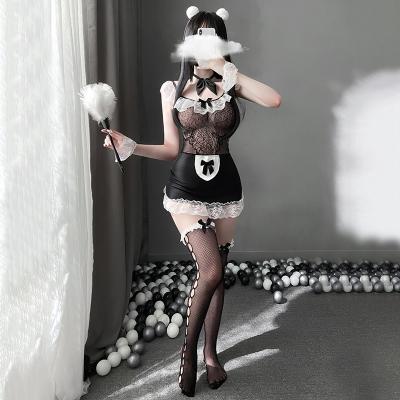 甜心女仆网衣裙套装 甜美蕾丝 花边围裙 流苏饰臀