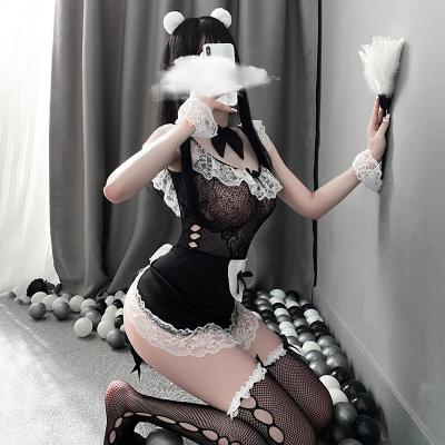 甜心女仆网衣裙套装 甜美蕾丝 花边围裙 流苏饰臀