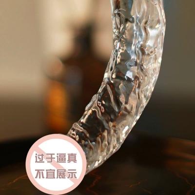 无蛋透明手动阳具 剔透柔软 厚实深入