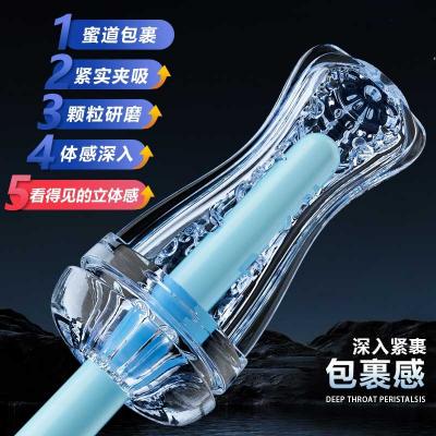 久爱透明手动飞机杯 螺旋吮吸 边看边玩