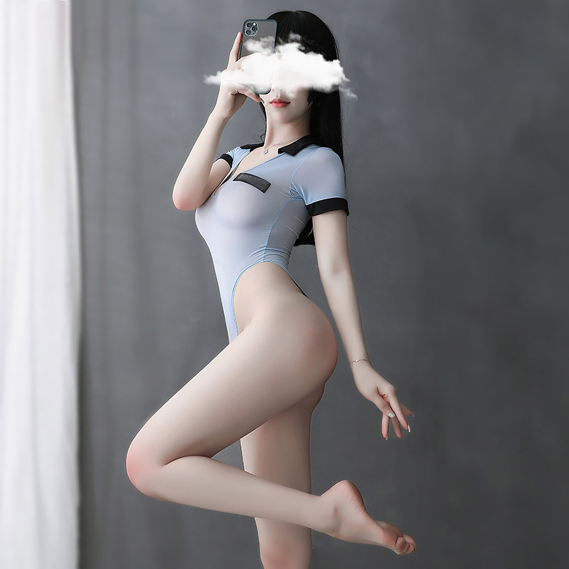 女教官透视开档连体衣 修身剪裁 免脱开档